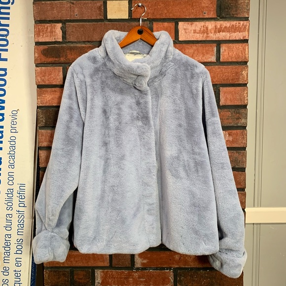 Anthropologie Blue Moonlight Faux Jacket Coat - Picture 5 of 12